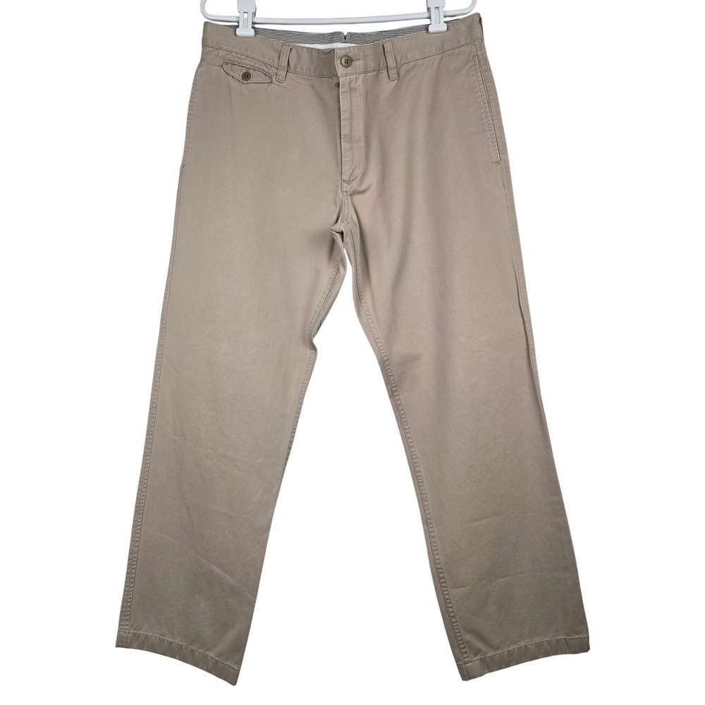 Lacoste Mens Chino Pants Tan Khaki Cotton Twill Straight Leg Size 46 35x30